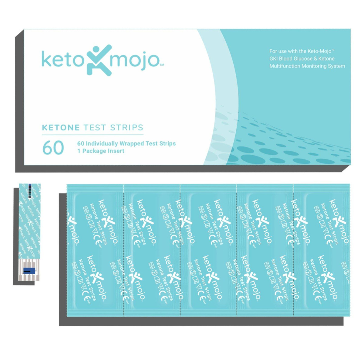 Keto-Mojo GKI Ketone Test Strips (60 Strips) For Keto-Mojo GKI