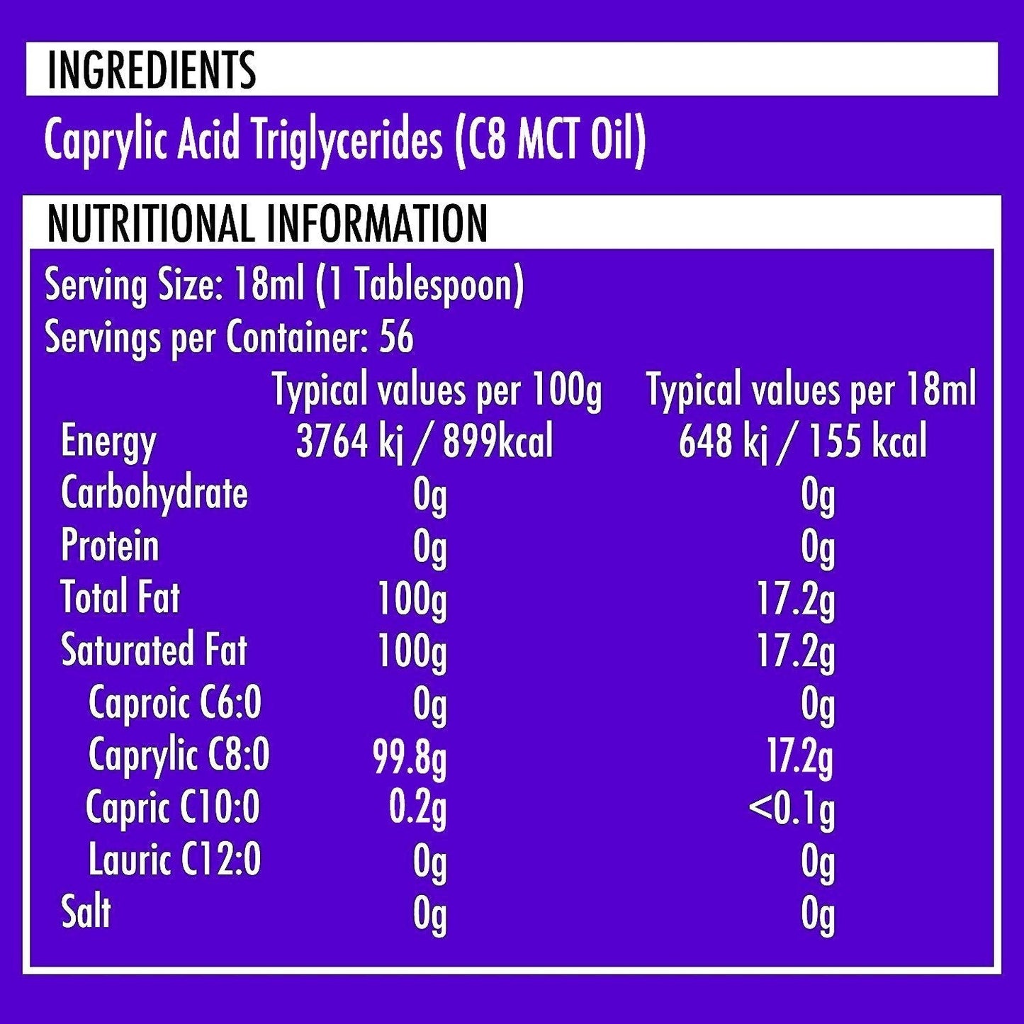 Case of 54 x Pure C8 MCT Oil | 100ml